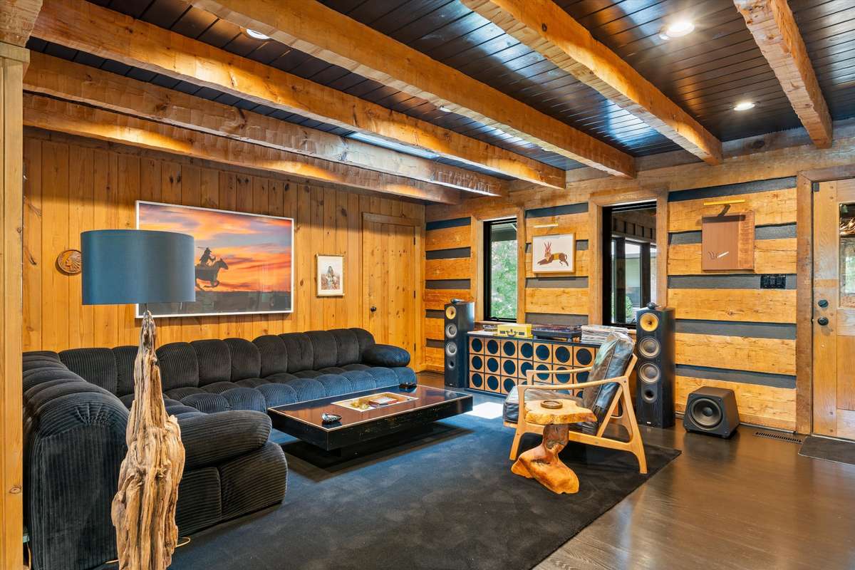 Den with fireplace