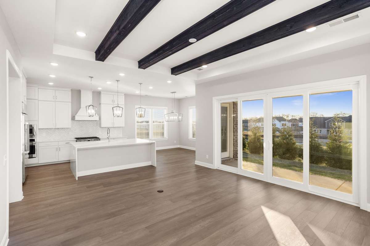View from family room into kitchen
