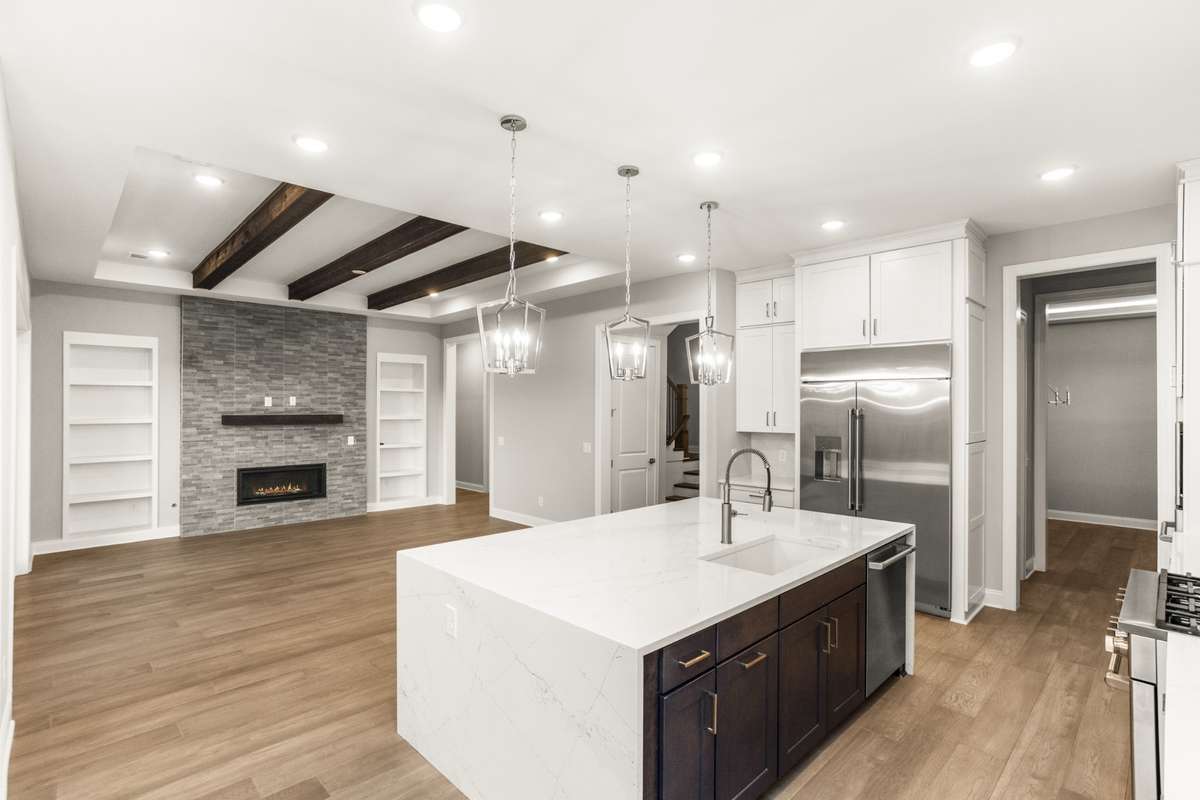 Kitchen and view of the family room