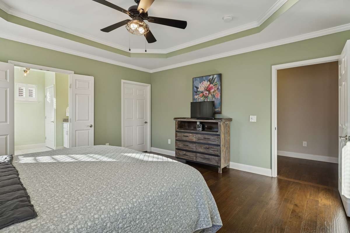 The primary bedroom offers a larage walk in closet.
