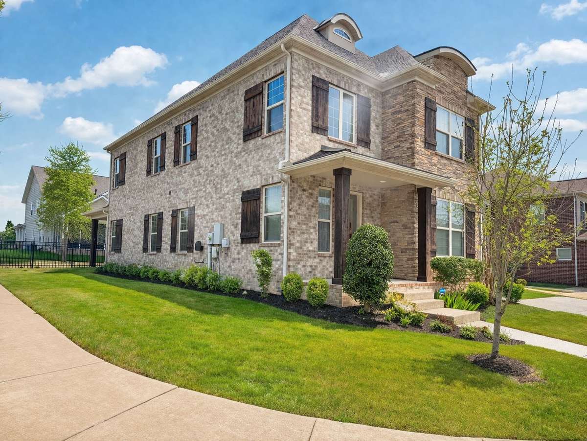 The home sits on a corner lot