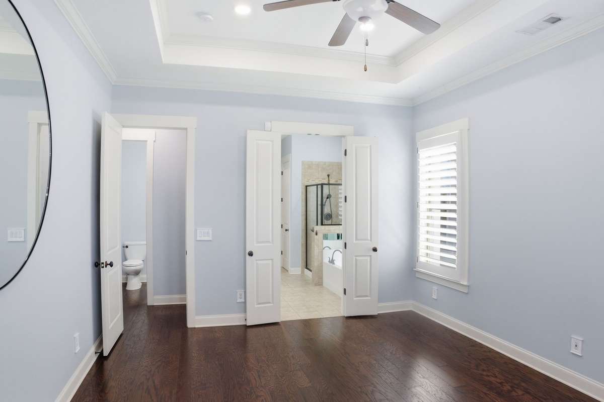 The main bedroom comes with the bath off of the bedroom.