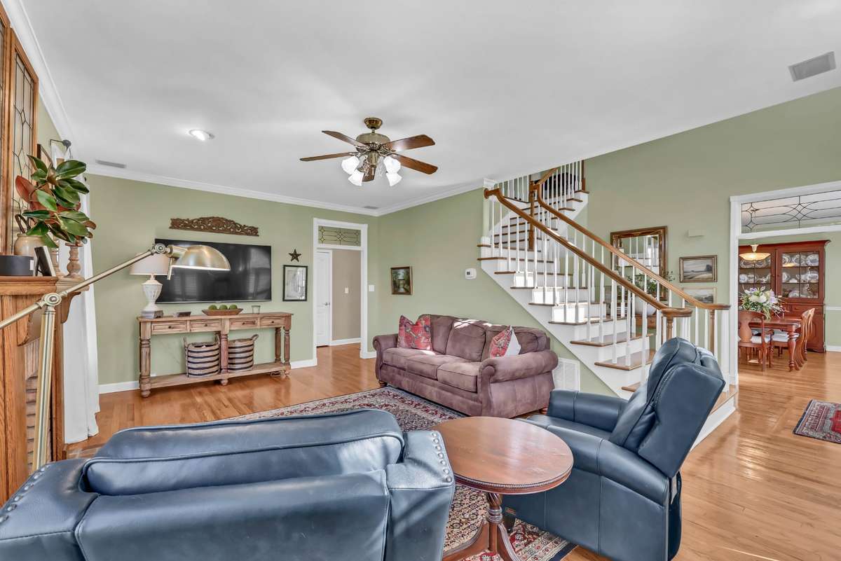 The main level flows seamlessly from room to room