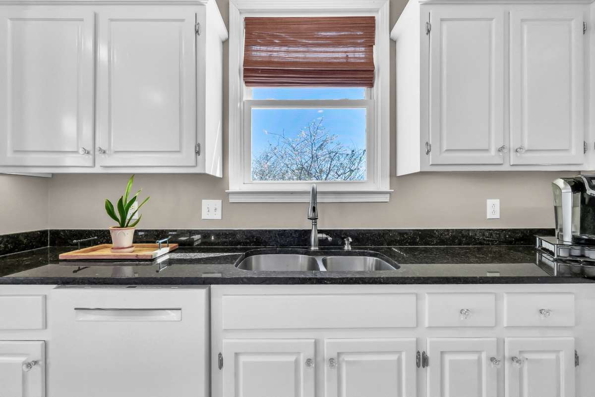 Kitchen sink with window views
