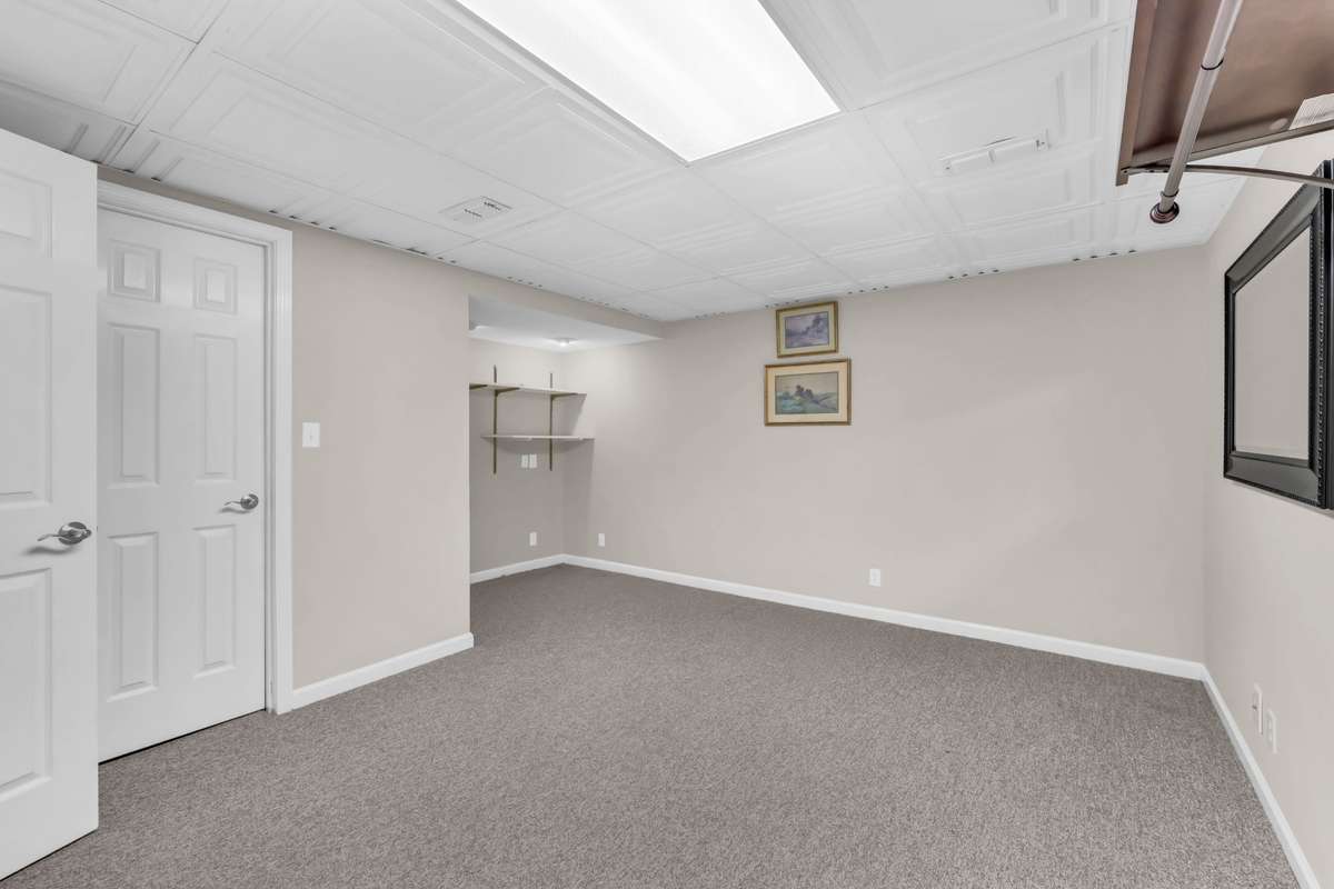 The finished room in the basement is the perfect flex space