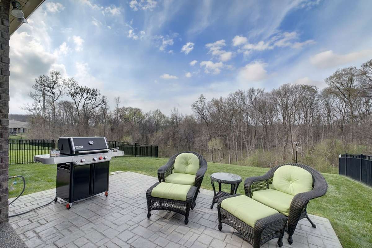 Extended Stamped-Concrete Patio with Gas BBQ Hookup - LOOK AT THAT VIEW!!