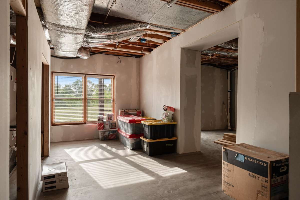 Basement has 10 foot ceilings and is partially finished
