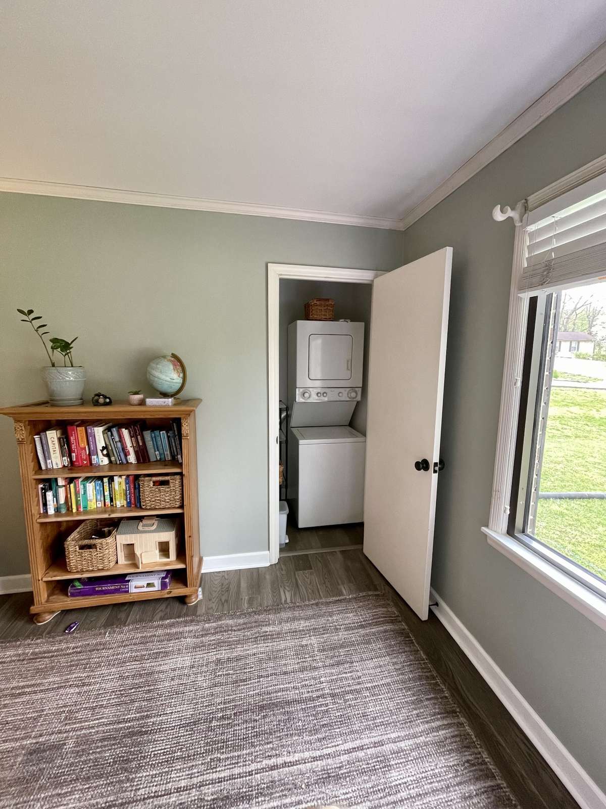 A View of the upper-level laundry closet.
