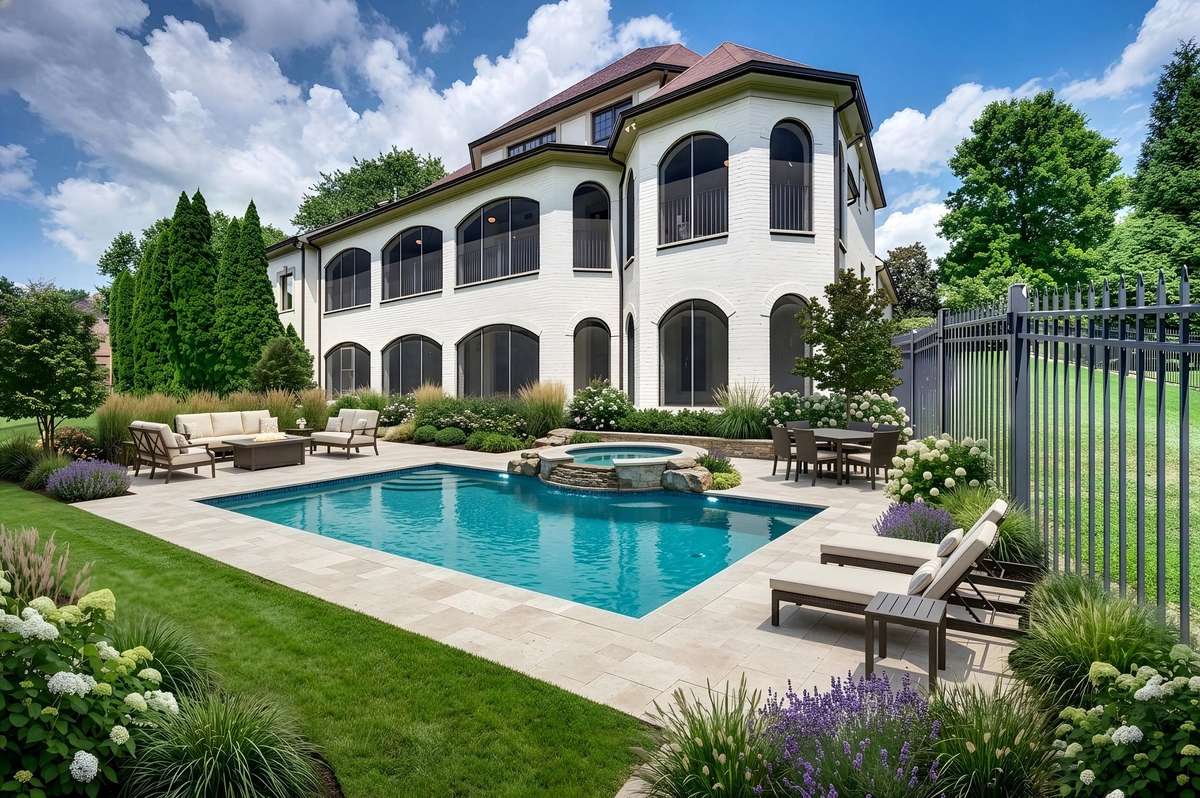 Pool Rendering.  There is a huge backyard and plenty of room for a pool.