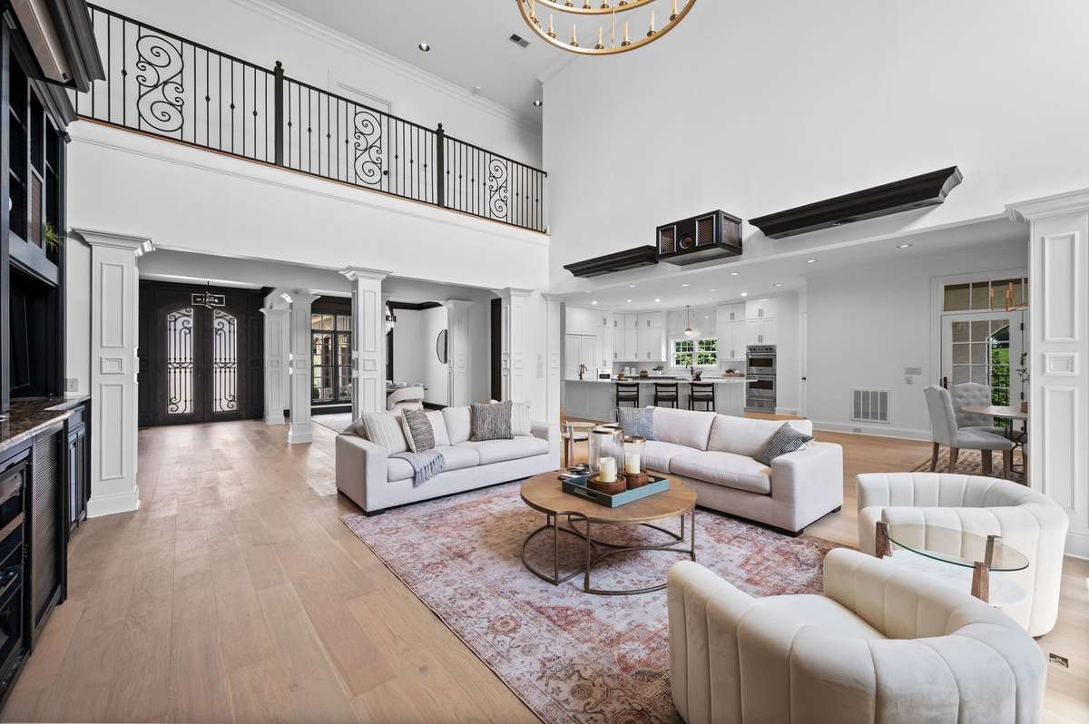 The living room opens to the kitchen and breakfast room.