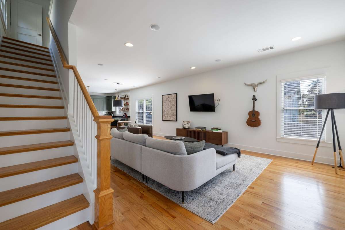 The open concept living space lends itself to easy entertaining