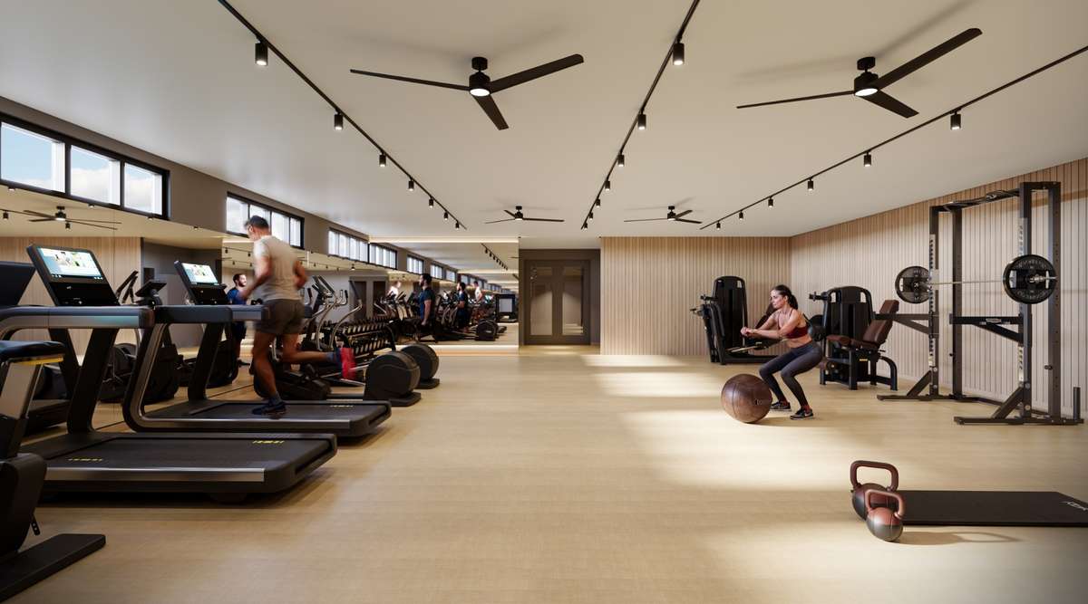 Full fitness and wellness offering including yoga, sauna, and cold plunge