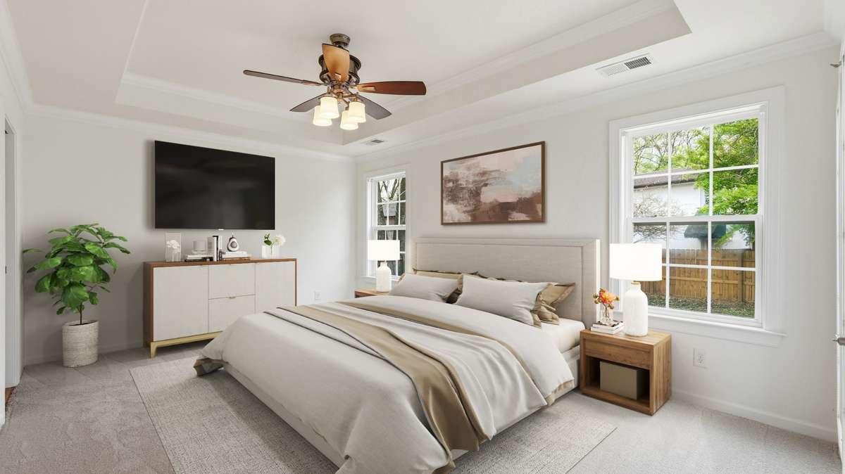 Virtually staged primary suite