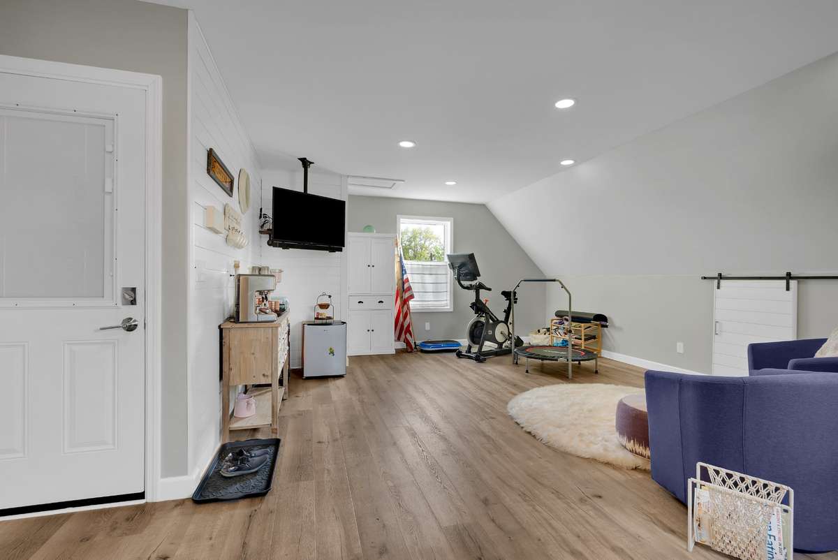 Almost 400 finished sqft on upper level of garage.