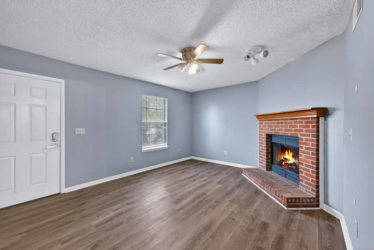 Living Room Featuring Fireplace