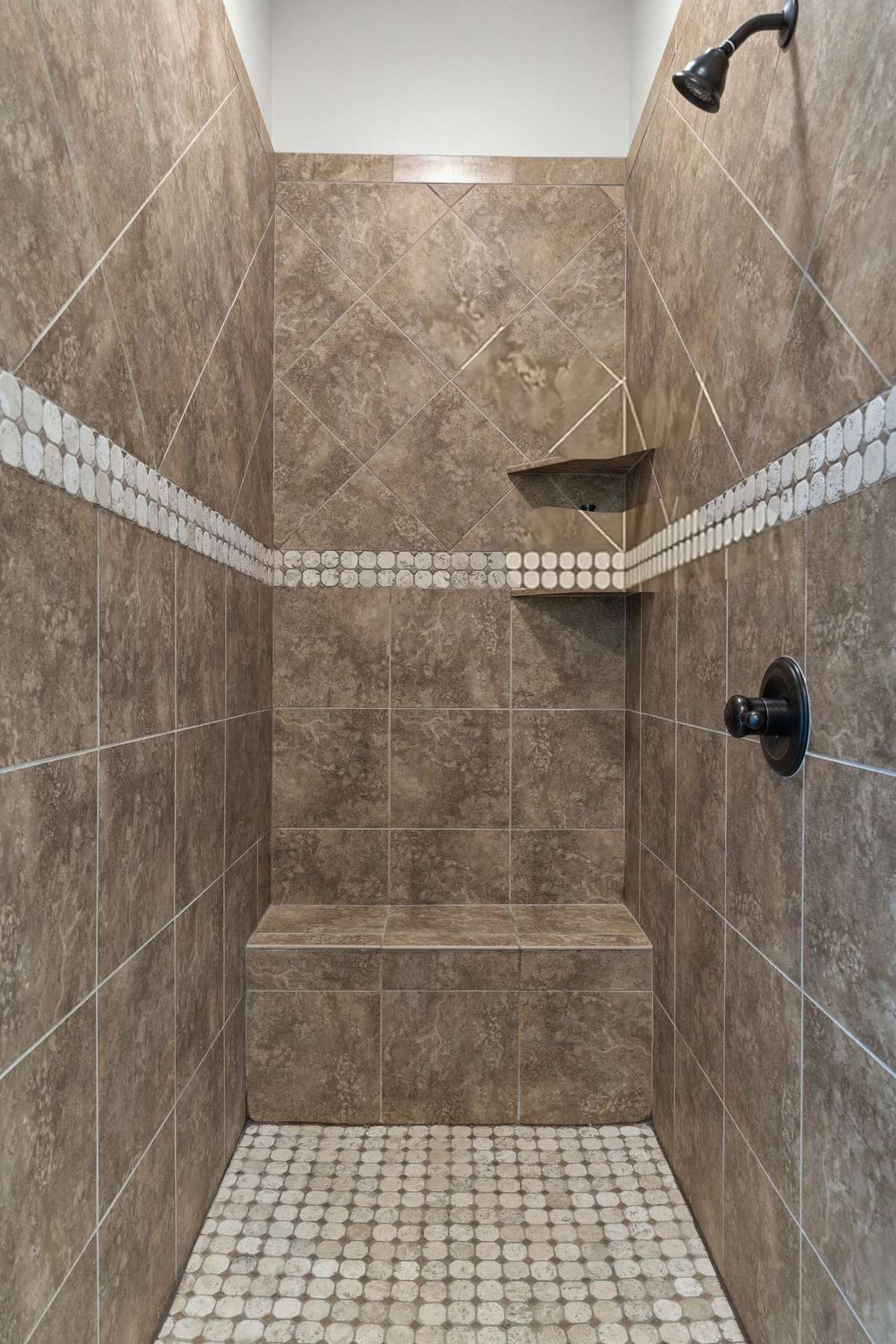 Spacious shower for guest bedroom.