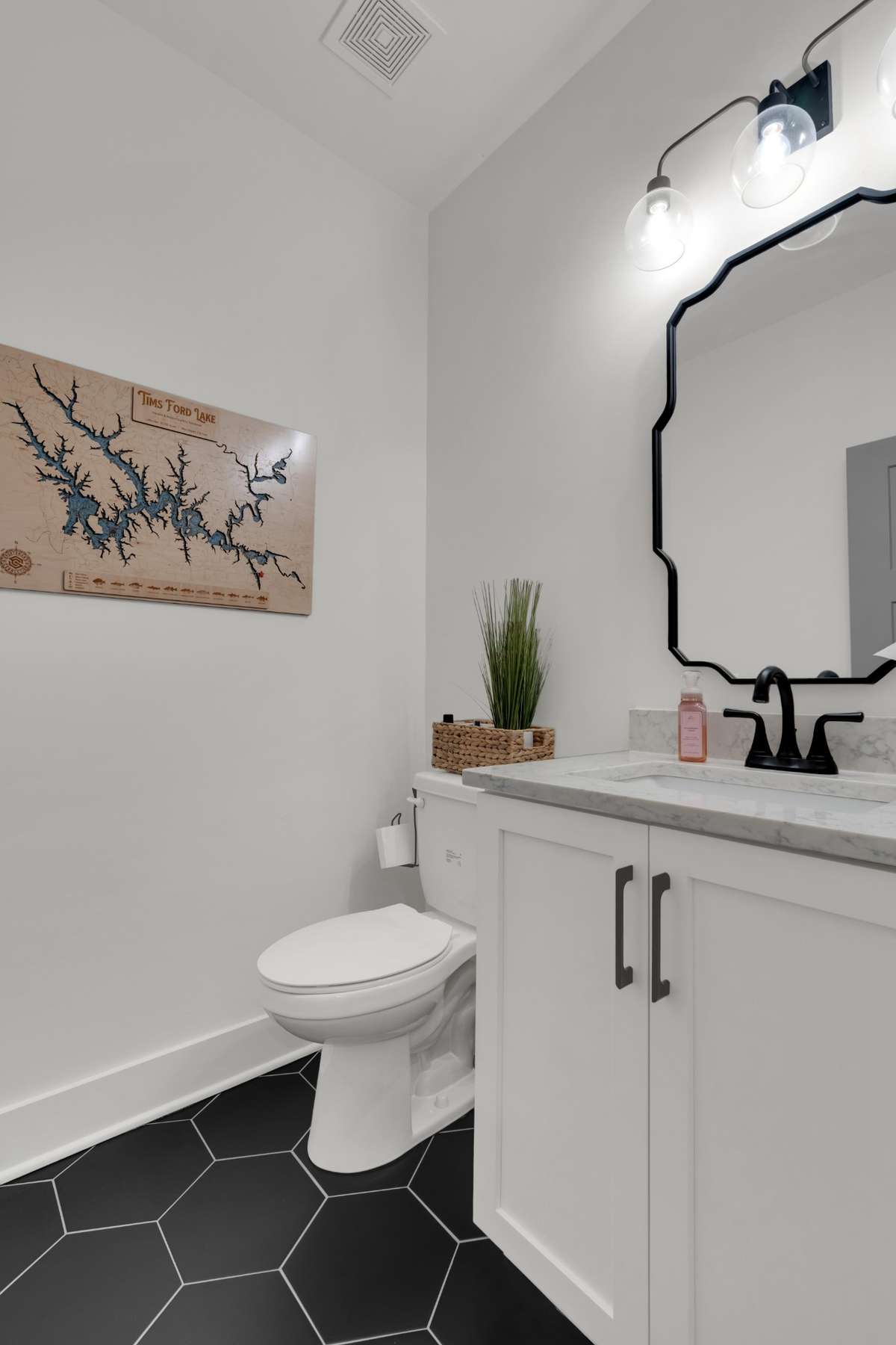 Powder Room with Tile Floor