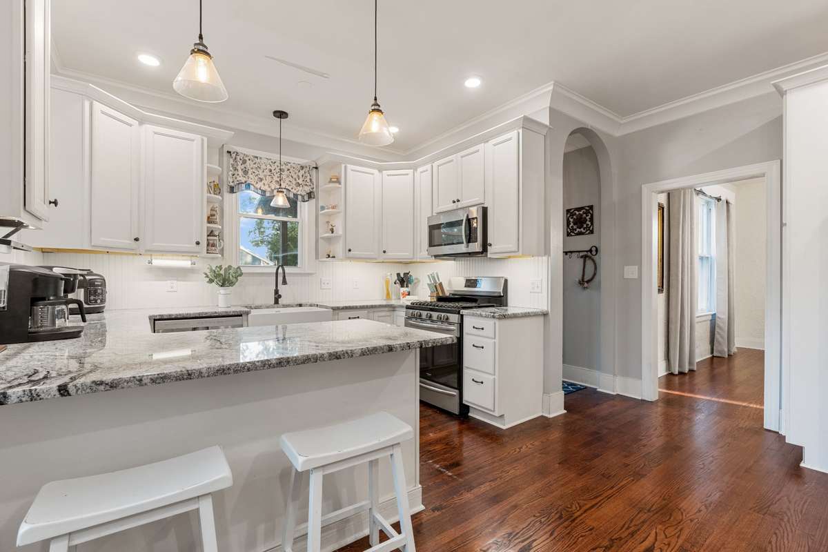 The back door leads into the kitchen.