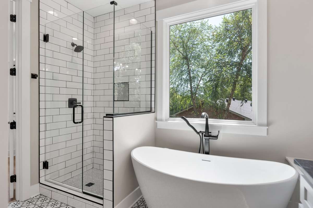 . . . with separate shower and tub.