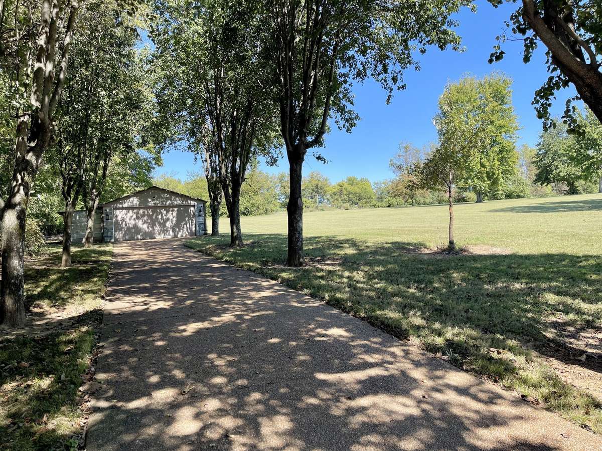 Long, expansive tree-lined driveway offering privacy and a picturesque approach.Tons of possibilities await on this beautiful, LEVEL 2.08-acre property.