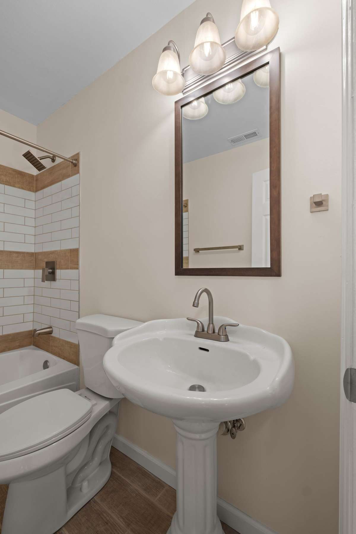 Full bath complete remodel and offers linen closet!