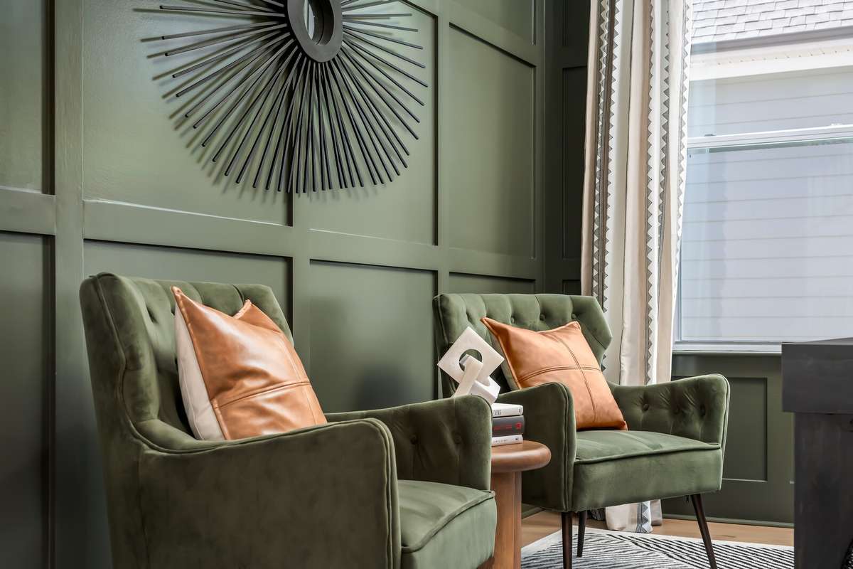 A unique feature of this home is that two Home Offices or a Home Office and Flex space are located on the main level.  This Flex space is decorated as a Home Office but can be used as a Library, Sitting room, Dining room or what fits your needs.