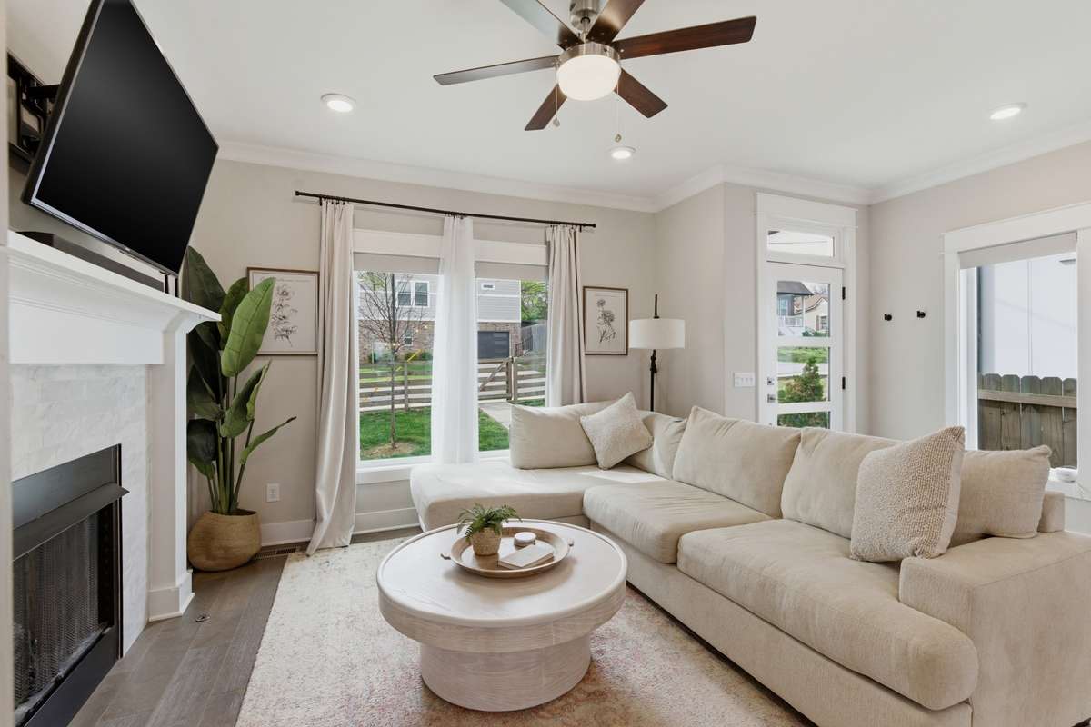 The sundrenched living room feels open and inviting!