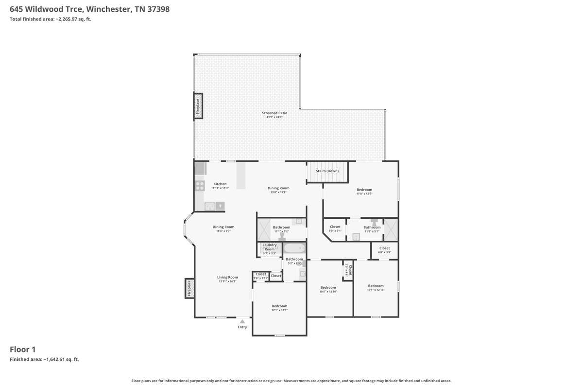 Main floor layout: 645 Wildwood Trace, Winchester, TN 37398