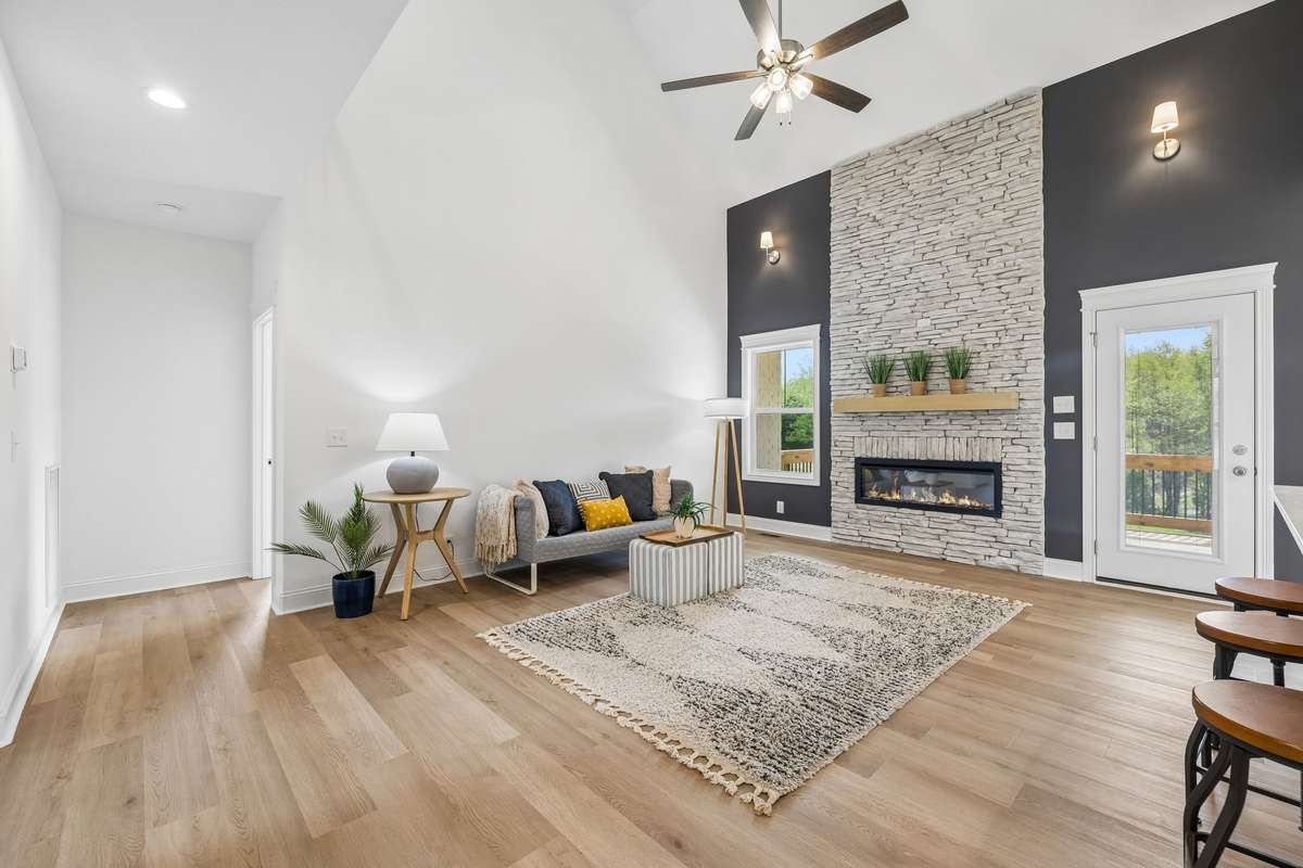 Great Room with cathedral ceiling