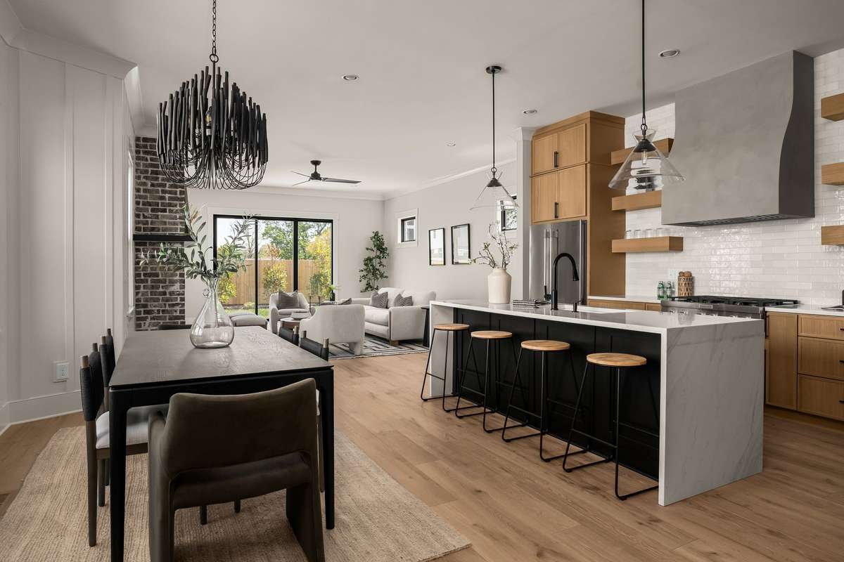 Open concept living, kitchen and dining space
