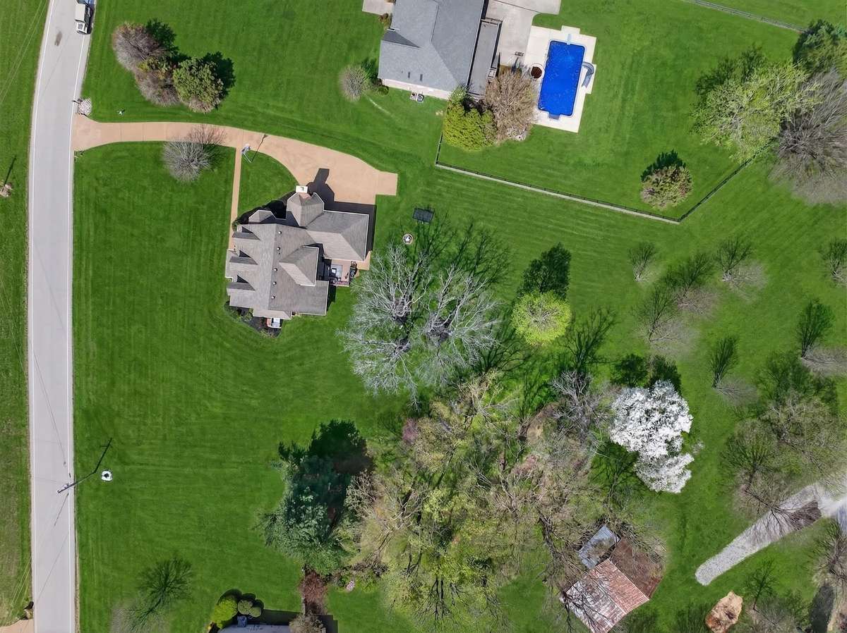 Ariel view of the home and land.