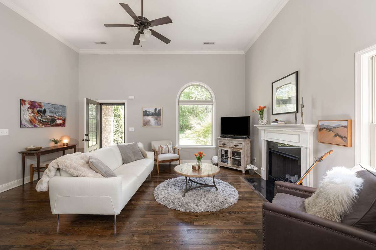 This beautiful great room greets you as you walk through the front door.