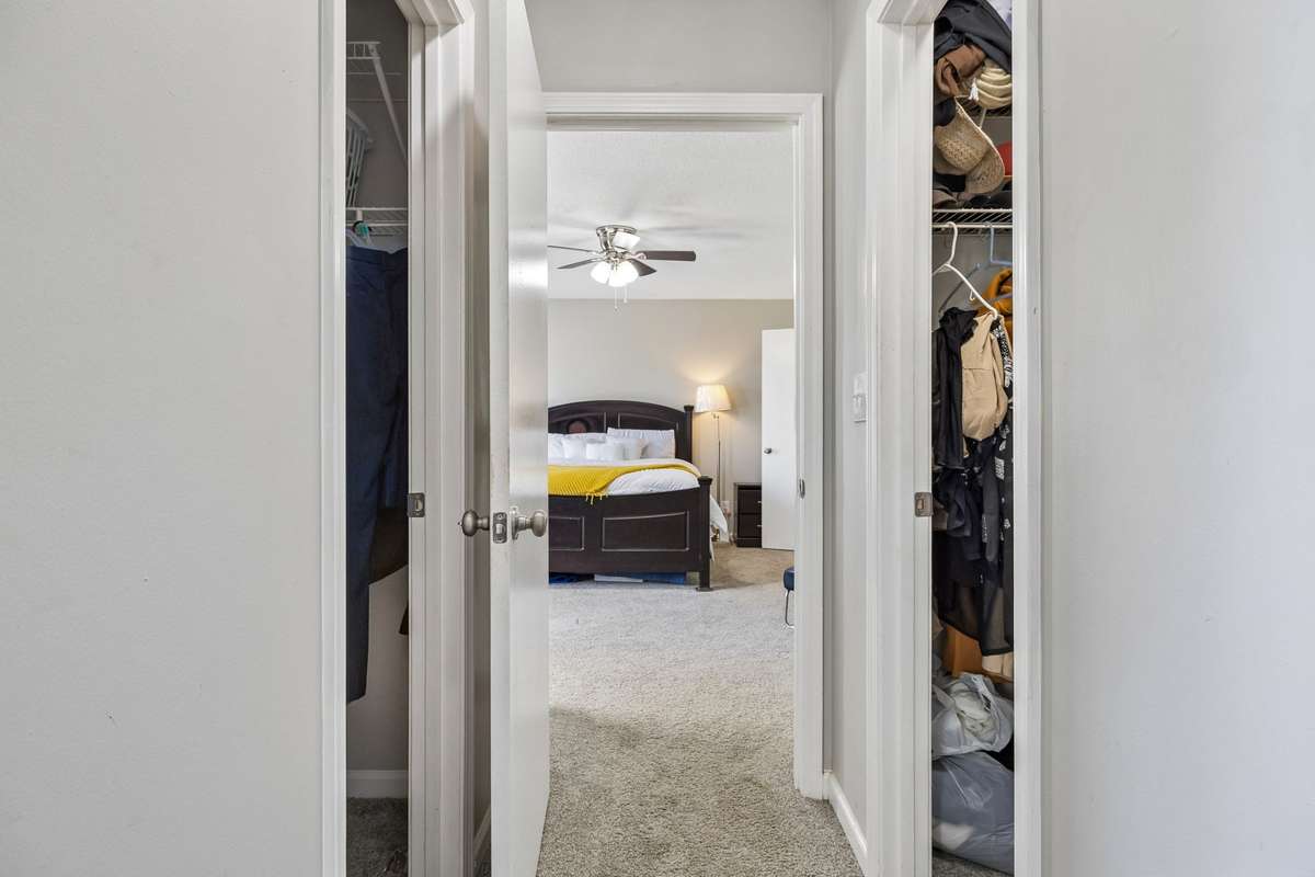 Double closets in the primary bedroom