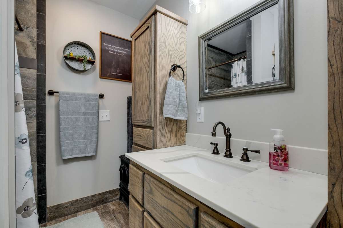 ALL CUSTOM Cabinetry in the Bathrooms too