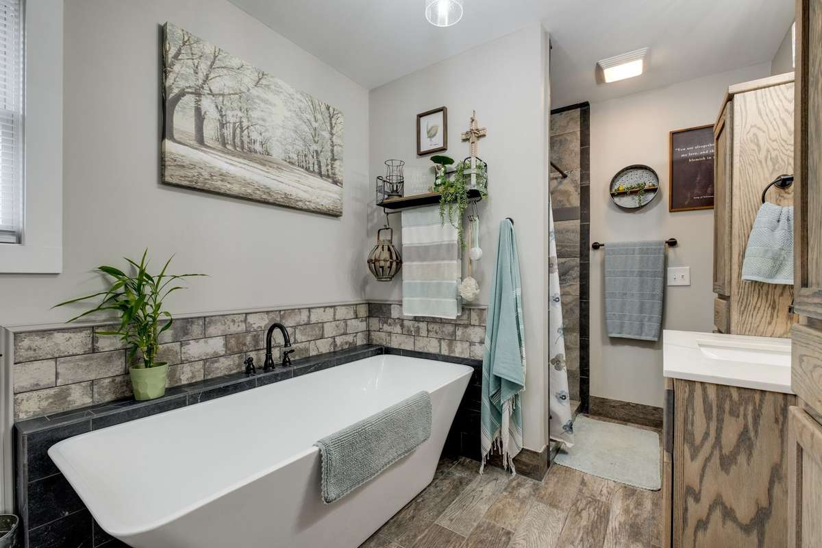 SPA WORTHY Bathroom w/ Floating Tub + Tile Shower