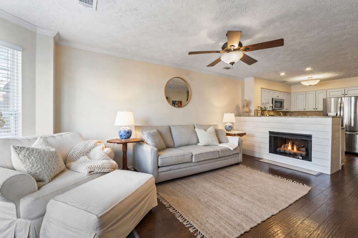 Shiplap gas fireplace, hardwood floors throughout the main level, a full kitchen reno...