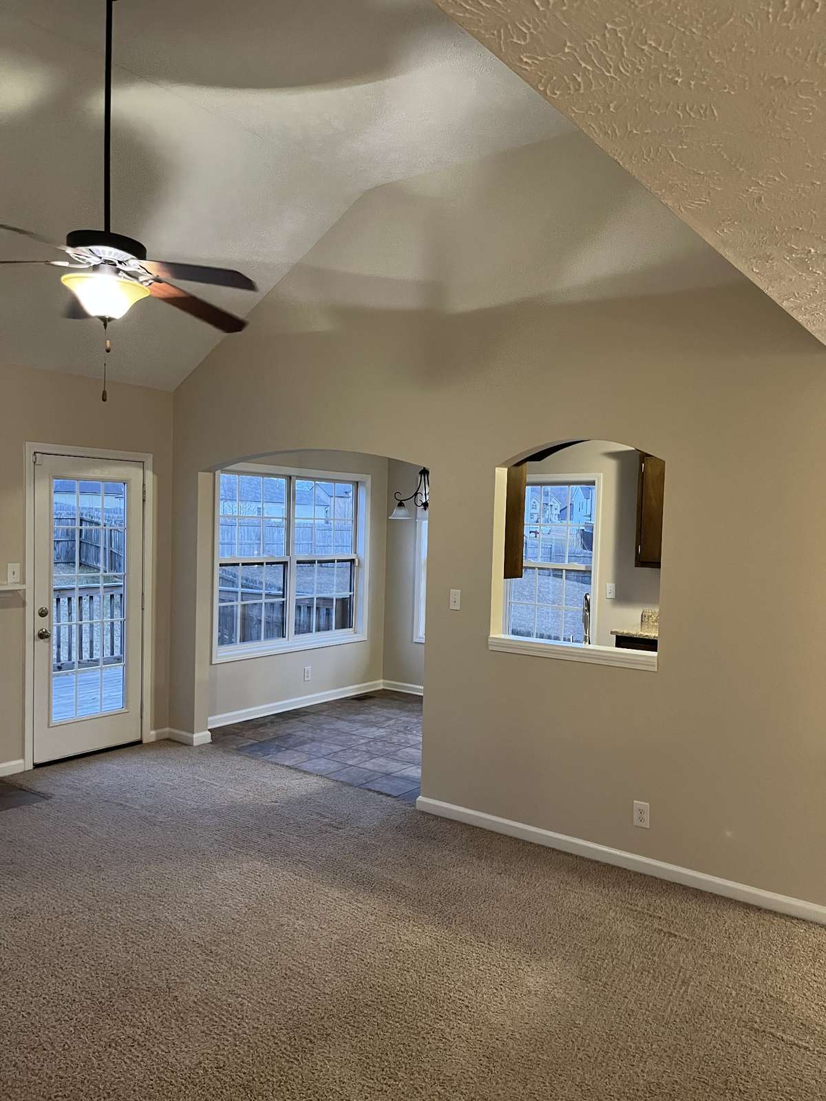 View from Living Room to eat-in area of Kitchen