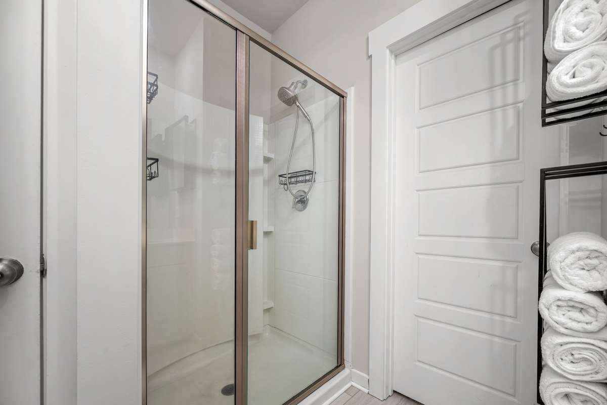 Walk-in closet to the right of your walk-in shower.