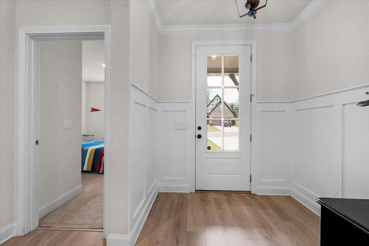Looking out of the front door.