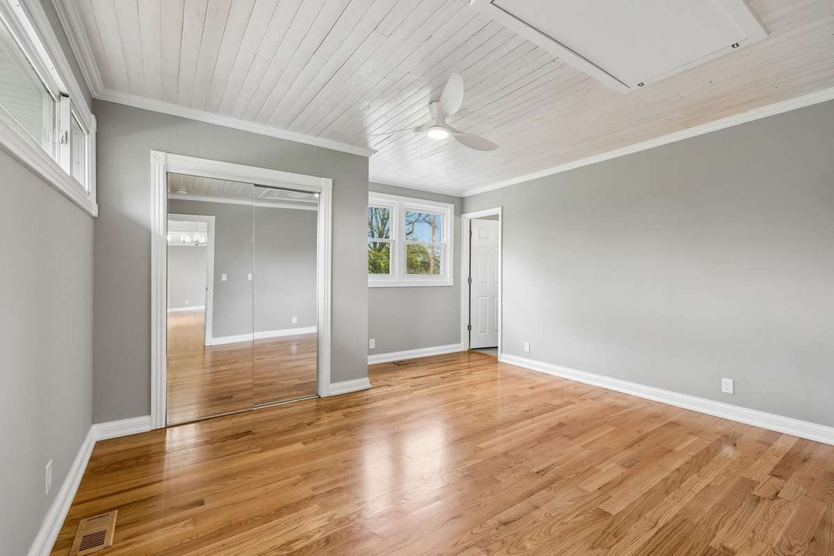 Bedroom or office off dining room with half bath