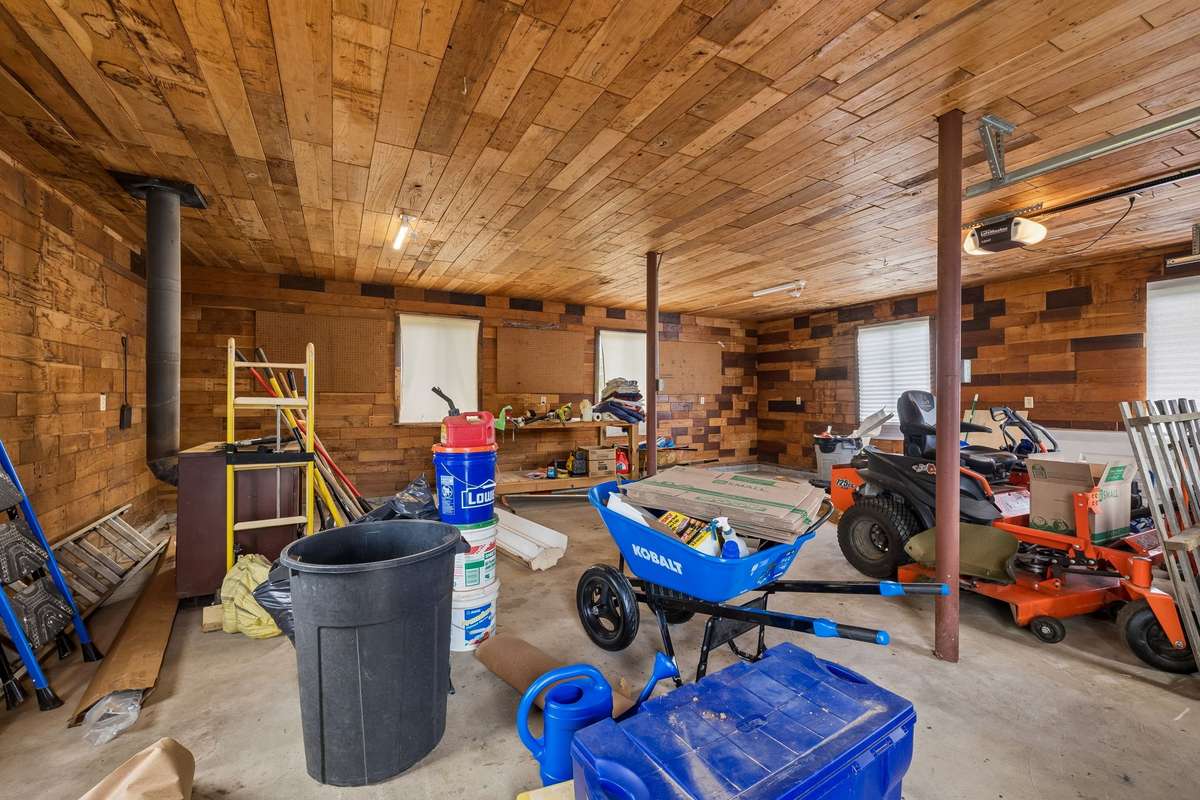 This garage is large enough for parking and workshop area