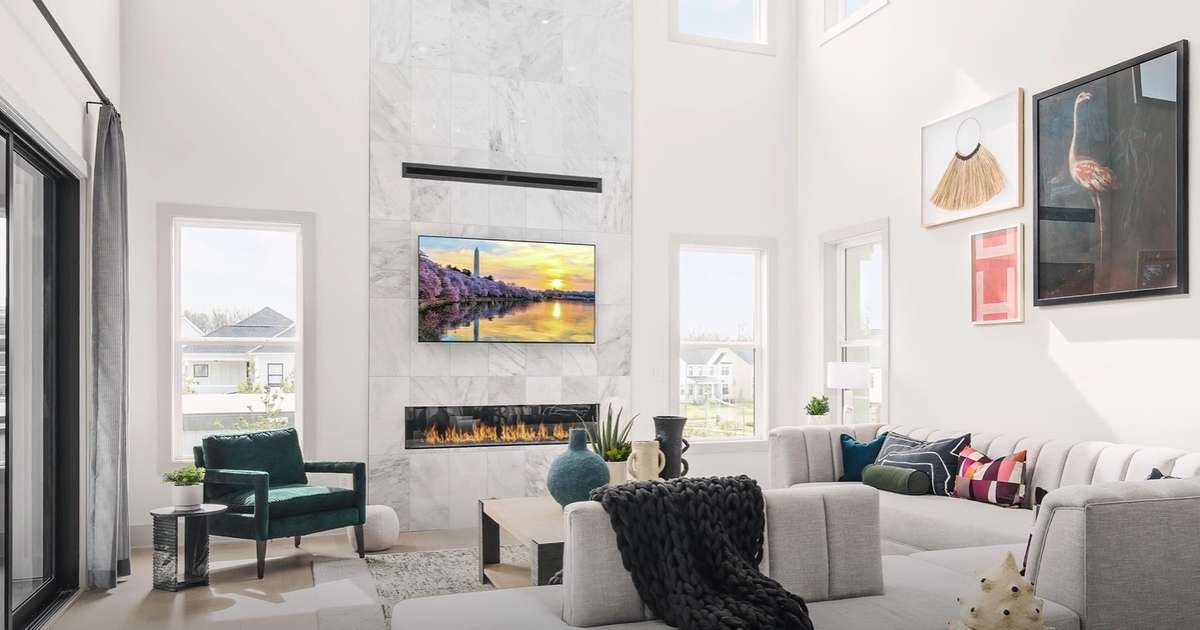 This is an example of a two story great room and how the light illuminates the room.