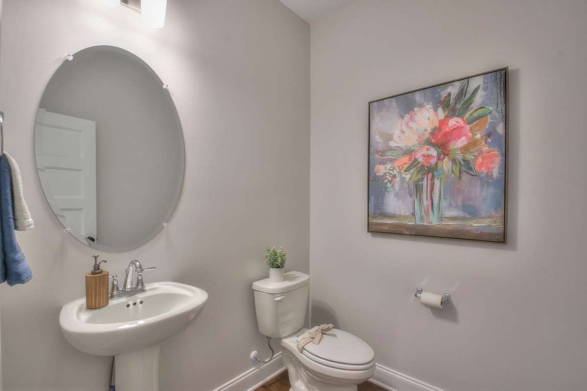 When selecting Bedroom 4 in lieu of flex room powder room becomes a full bath.