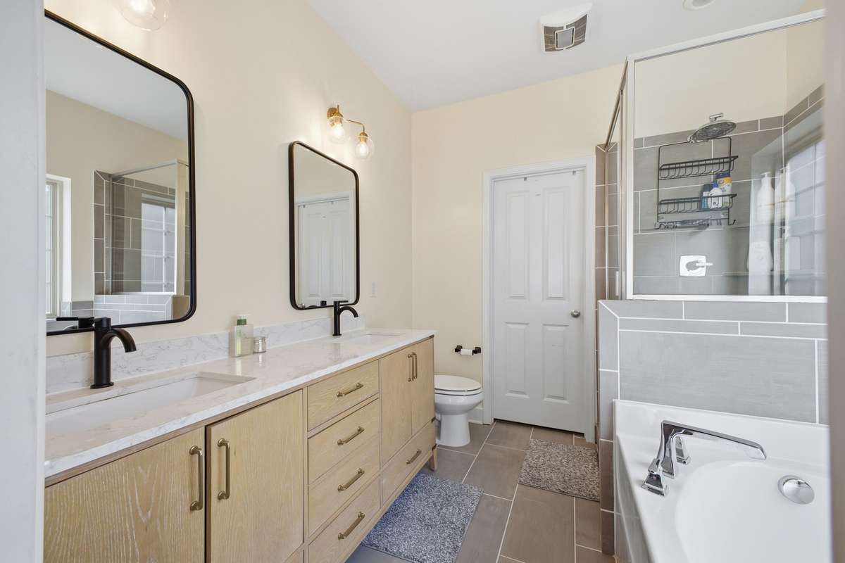Newly upgraded vanity in the primary bathroom, adding a fresh, modern touch.