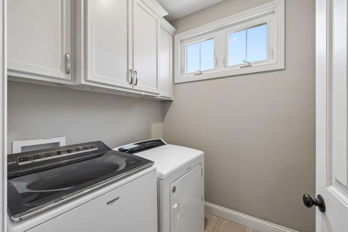 Dedicated Laundry room with shelving on the main level
