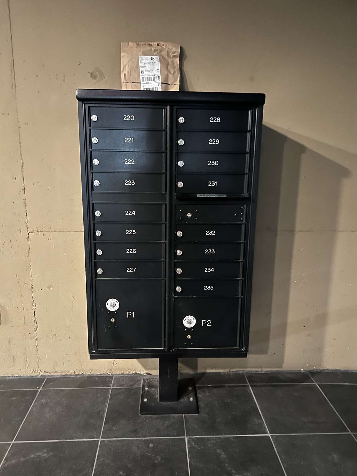 Mail Box in Garage level