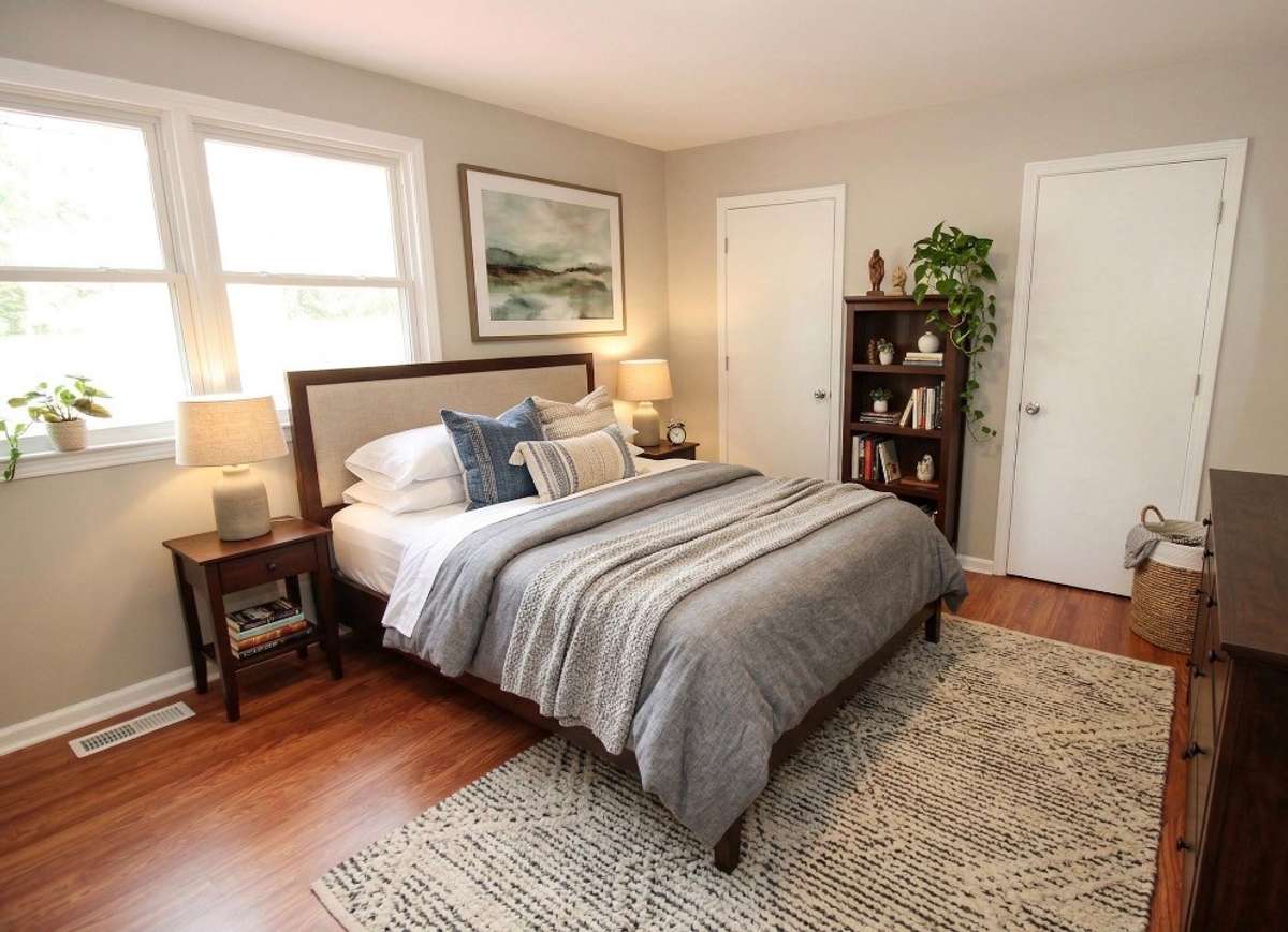 Unit B, Bedroom 1; digitally staged