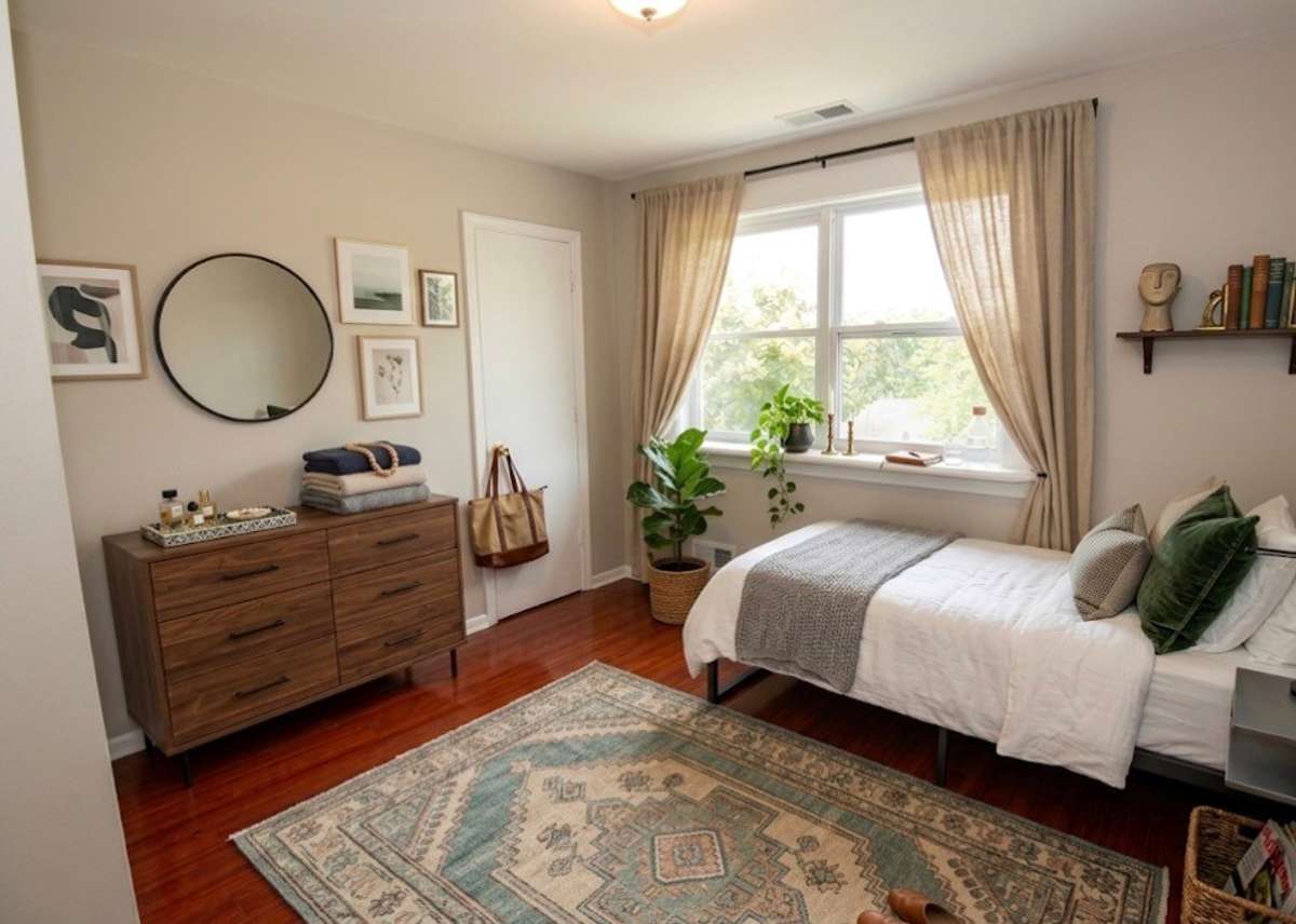 Bedroom 2, unit B, digitally staged