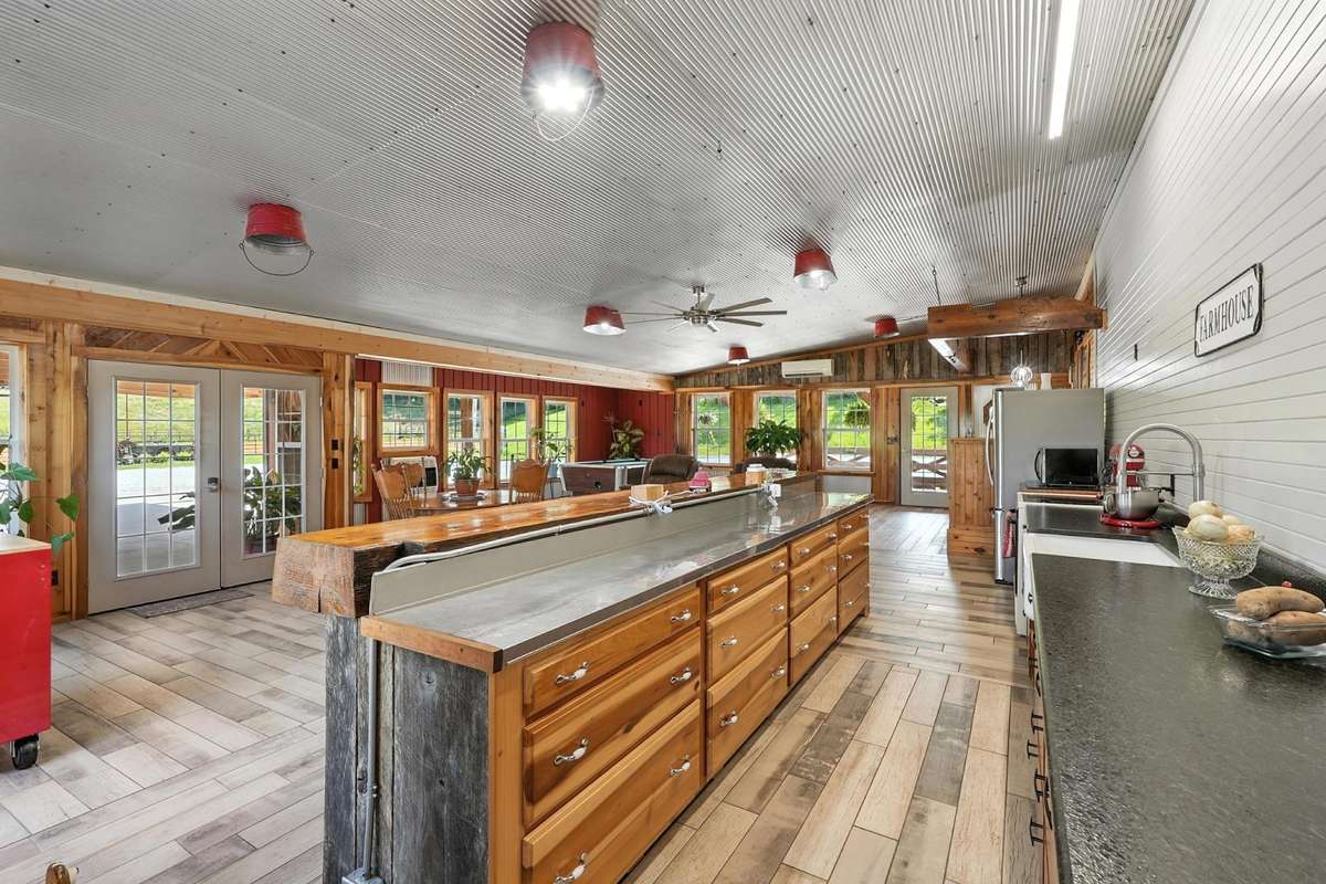 All the cabinets are custom made and are real wood .