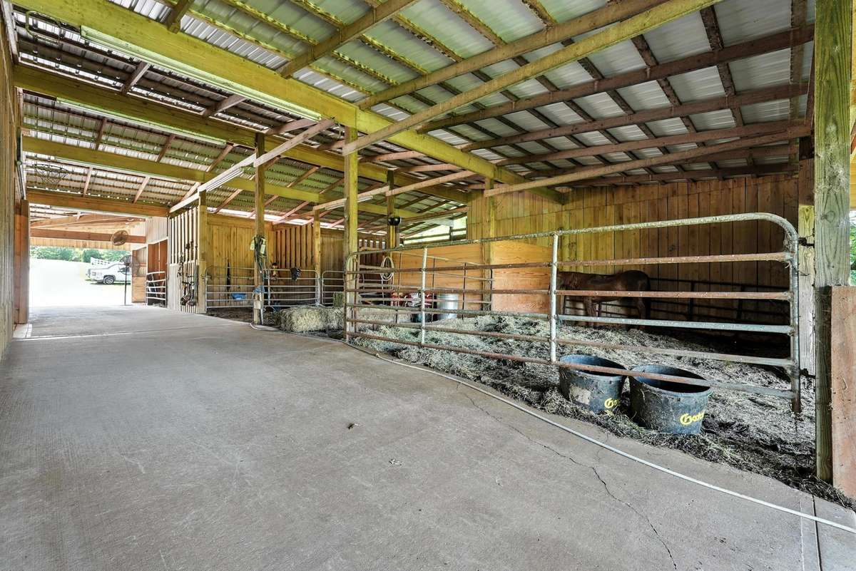 Open stables and Runs , Hay storage , Tack also outdoor shower !!!